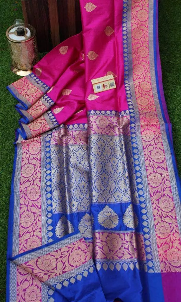 New Exclusive Banarasi Handloom Pure Khaddi Katan Silk Border Sarees