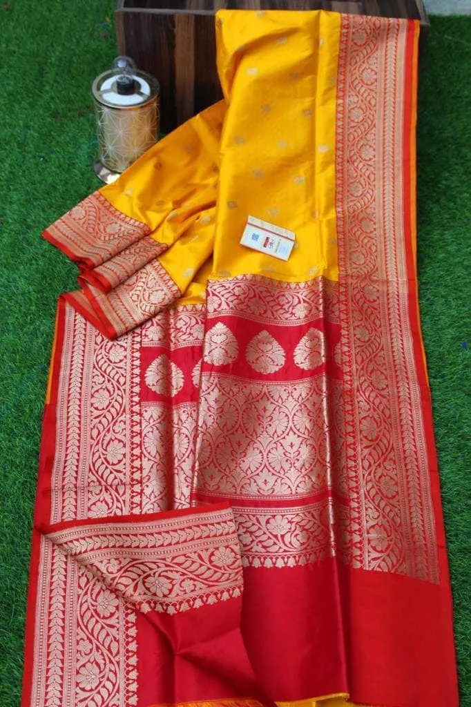 New Exclusive Banarasi Handloom Pure Khaddi Katan Silk Border Sarees