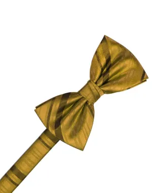 New Gold Striped Satin Kids Bow Tie