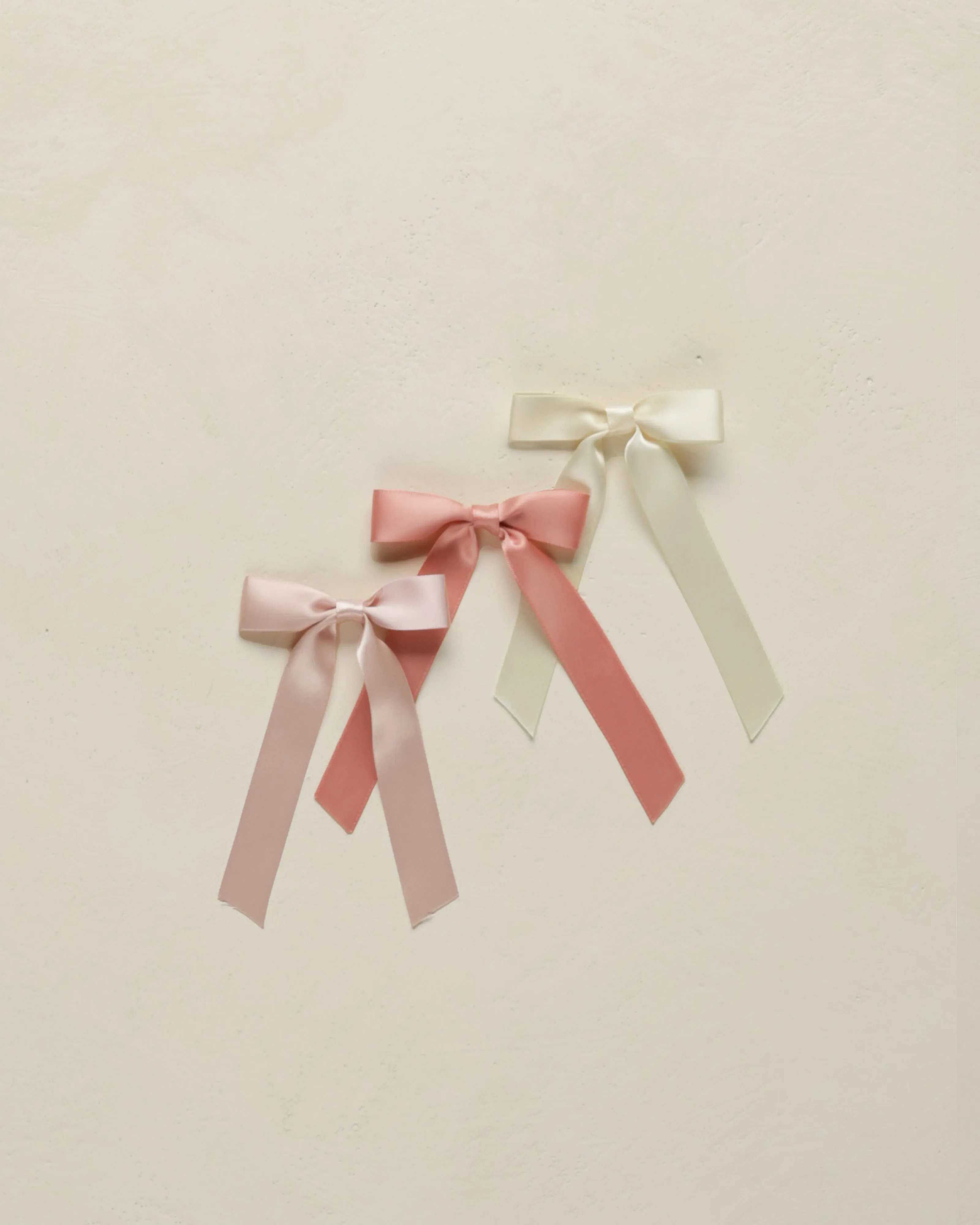 NORALEE Satin Bows, Set of 3 || Bubblegum, Lipstick, Natural
