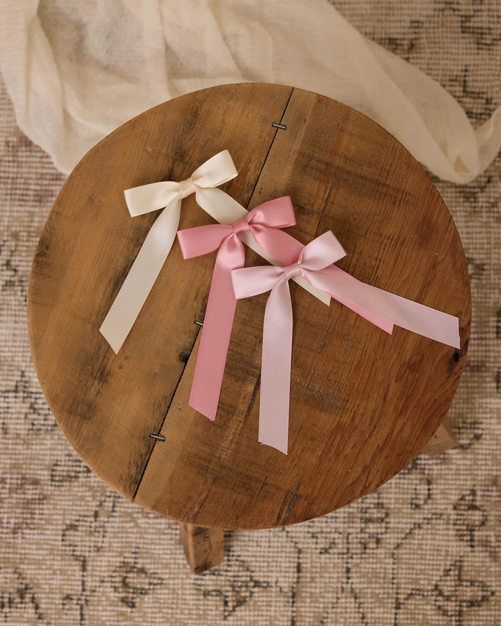 NORALEE Satin Bows, Set of 3 || Bubblegum, Lipstick, Natural