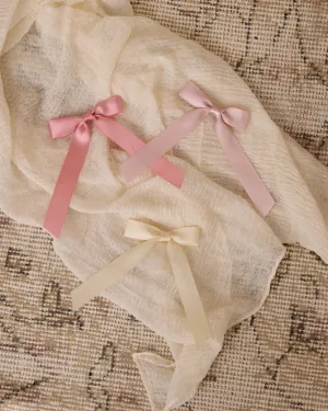 NORALEE Satin Bows, Set of 3 || Bubblegum, Lipstick, Natural