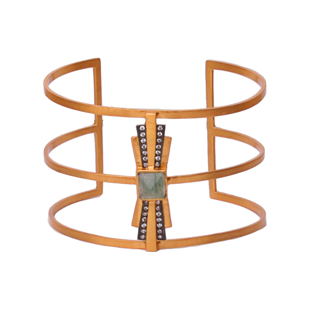Nubia Shiny Gold Triple-Band Cuff Bracelet