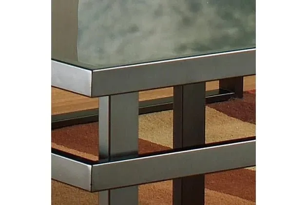 Opaque Glass Tables with Metal Frame in Black (Set of 3)