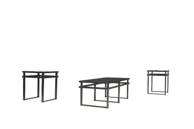 Opaque Glass Tables with Metal Frame in Black (Set of 3)