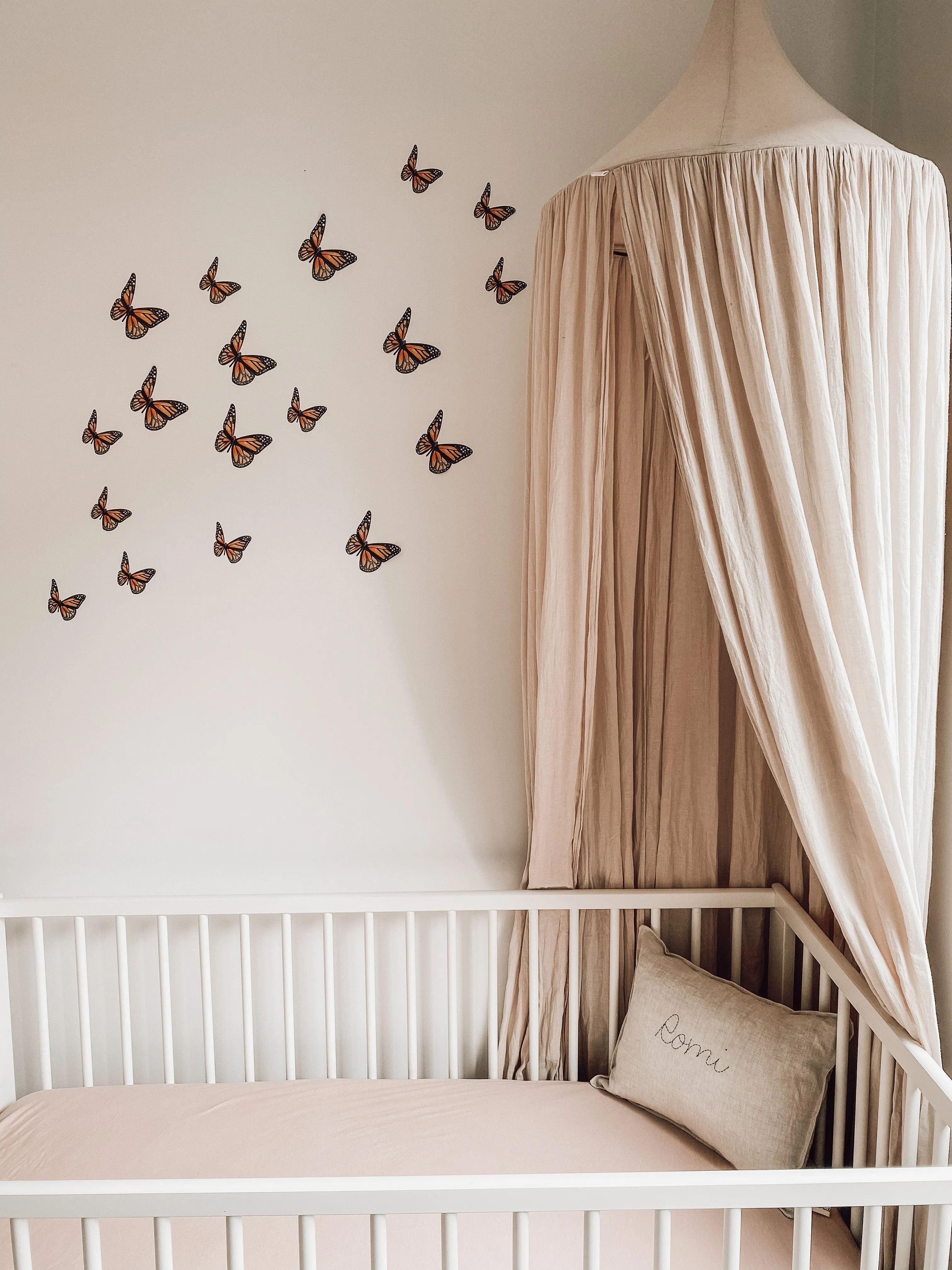 Orange Butterflies Australian Design Hand Painted Peel & Stick, Removable Wall Decal. Nursery, Kids Playroom, Kids Teens Bedroom