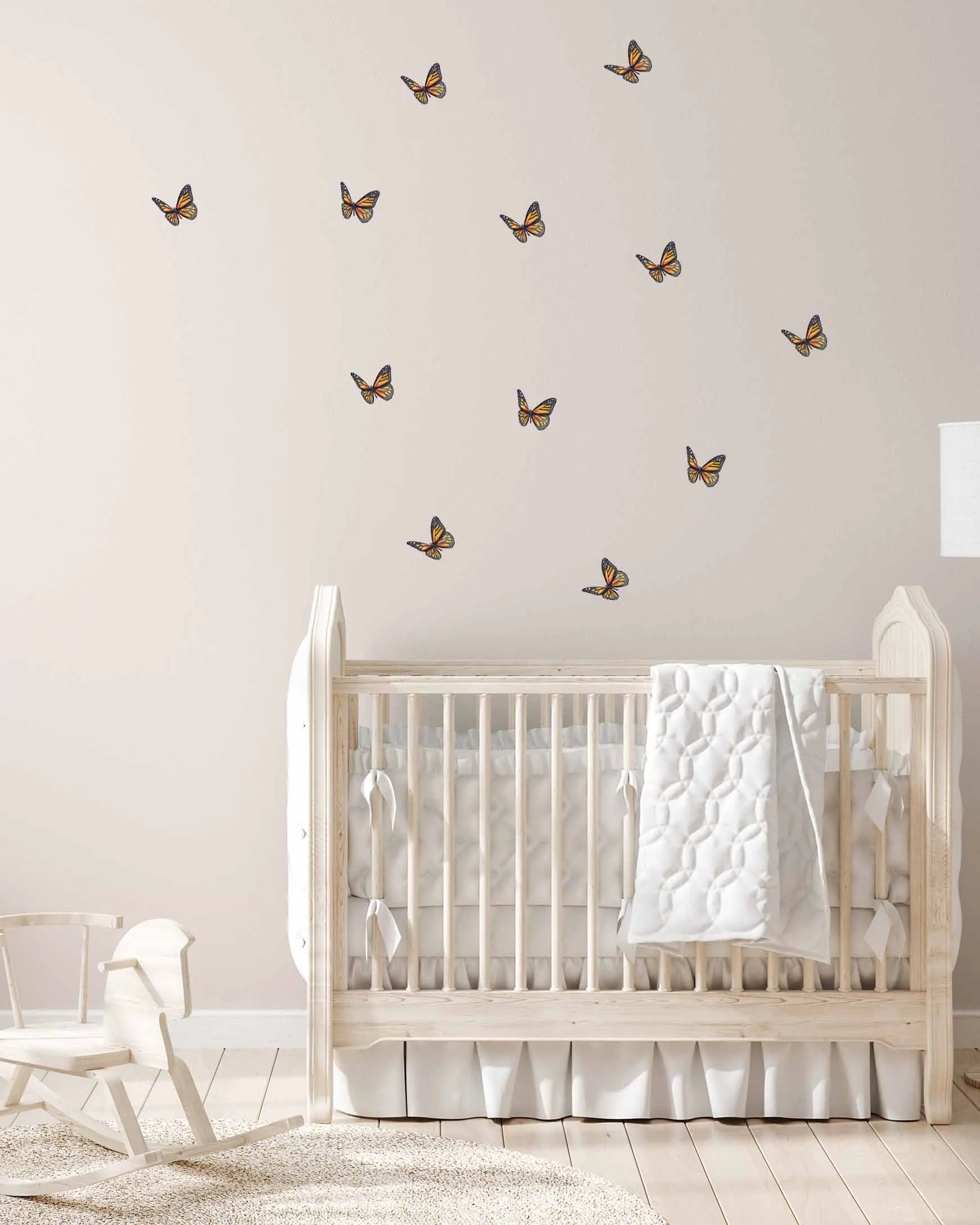 Orange Butterflies Australian Design Hand Painted Peel & Stick, Removable Wall Decal. Nursery, Kids Playroom, Kids Teens Bedroom