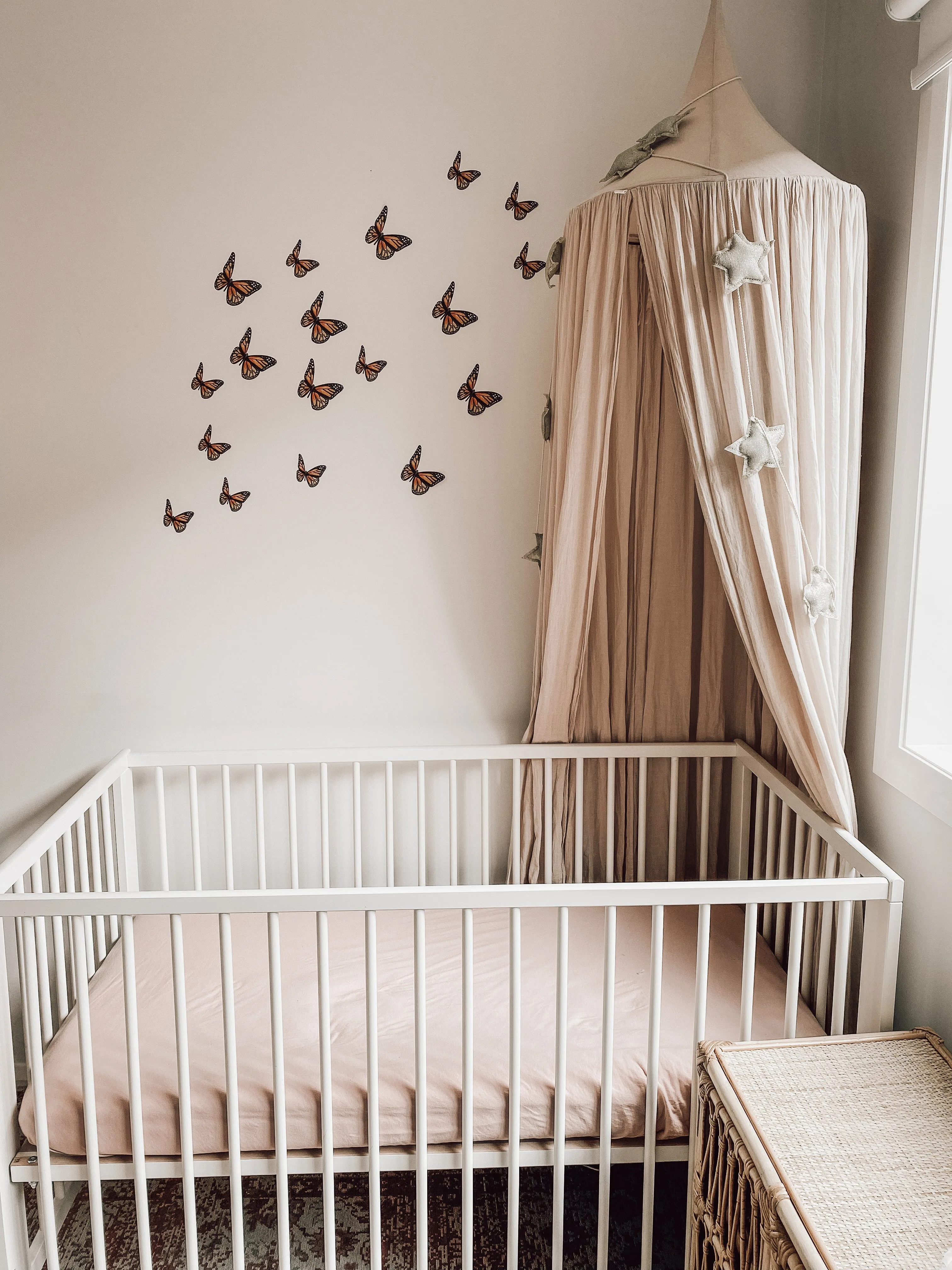 Orange Butterflies Australian Design Hand Painted Peel & Stick, Removable Wall Decal. Nursery, Kids Playroom, Kids Teens Bedroom