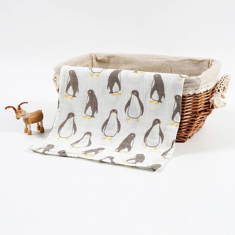 Organic Extra Large Penguin Cotton Muslin
