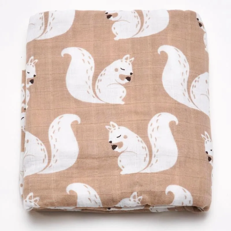 Organic Extra Large Squirrel Cotton Muslin