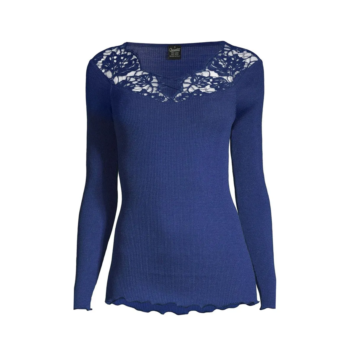 Oscalito LS Wool & Silk Top w/ Leavers Lace