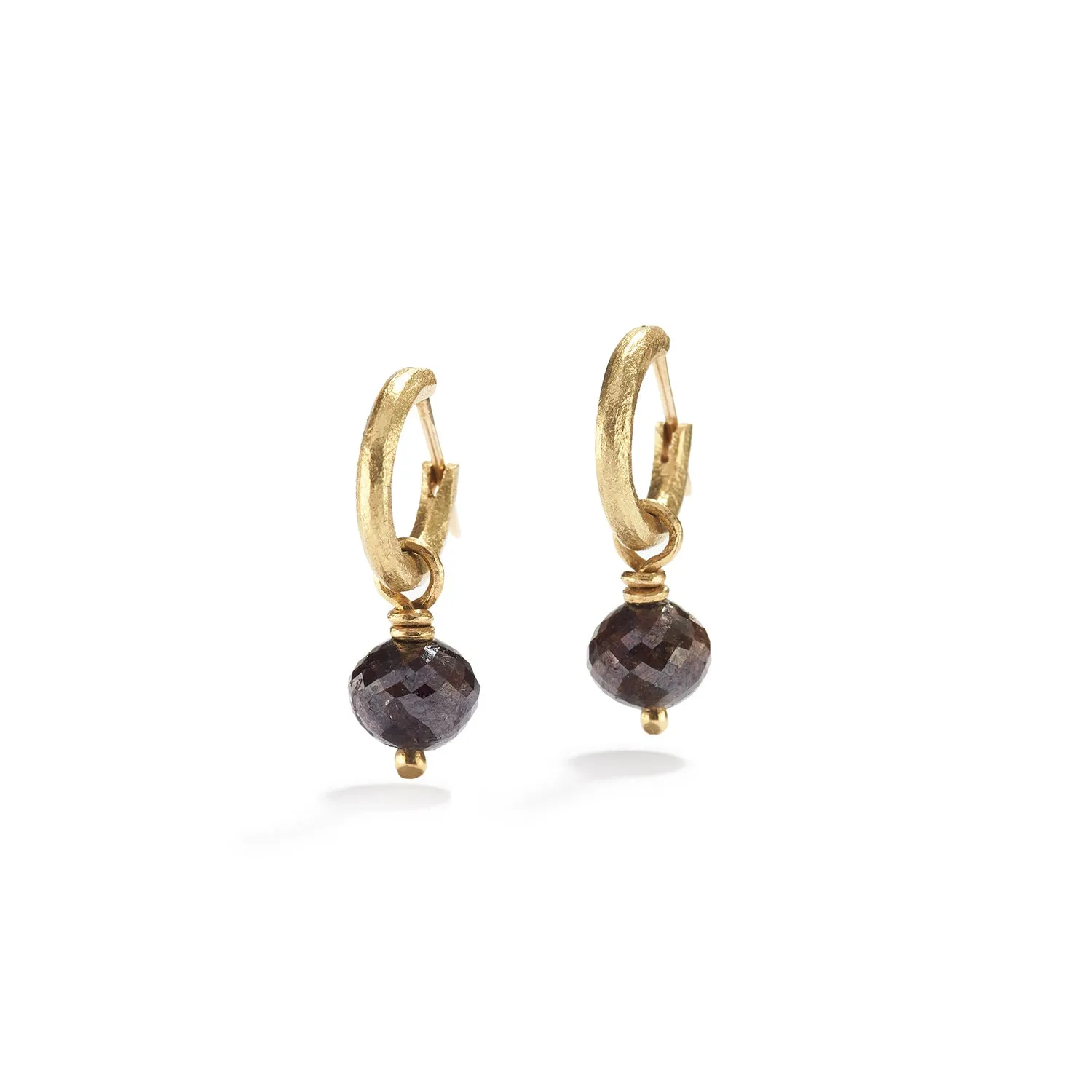 Pair of Rustic Brown Diamond Beads
