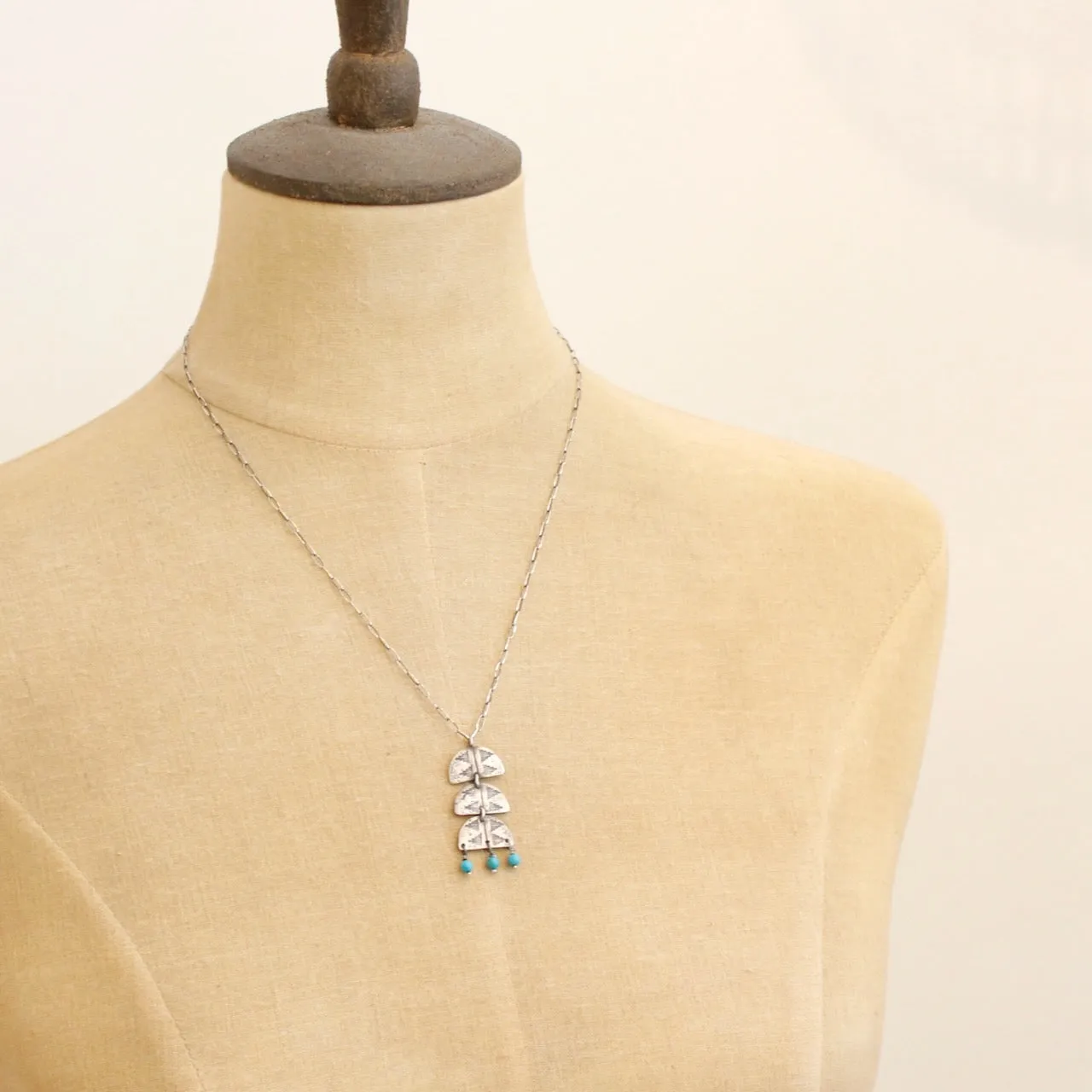 Pakal Trio Turquoise Dangle Necklace