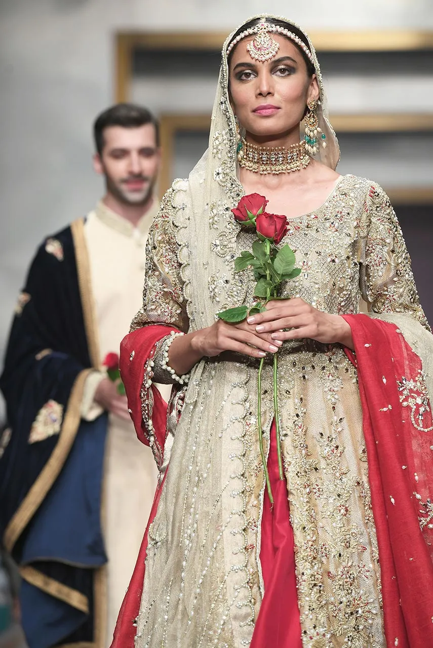 Pakistani Long Shirt Bridal Lehnga for Wedding #J4320