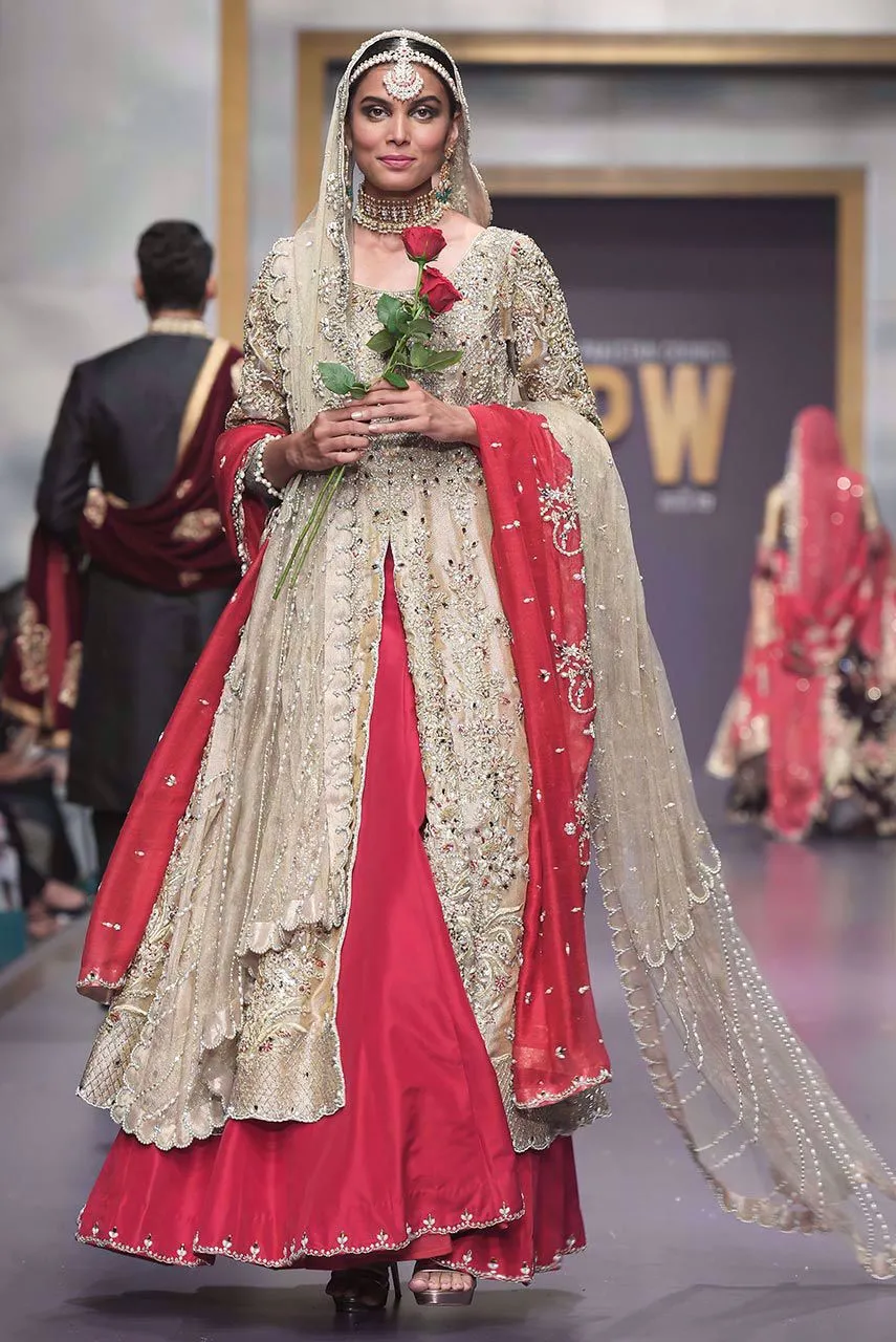 Pakistani Long Shirt Bridal Lehnga for Wedding #J4320