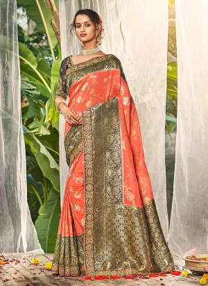Pastel Orange Silk Saree