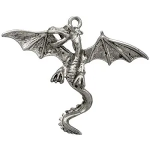 Pendant - Large Dragon w/Wings Spread Antique Silver LF/NF