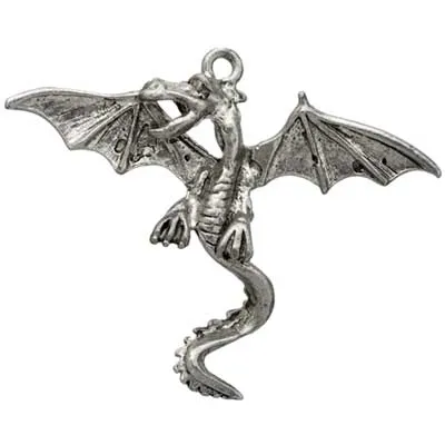 Pendant - Large Dragon w/Wings Spread Antique Silver LF/NF