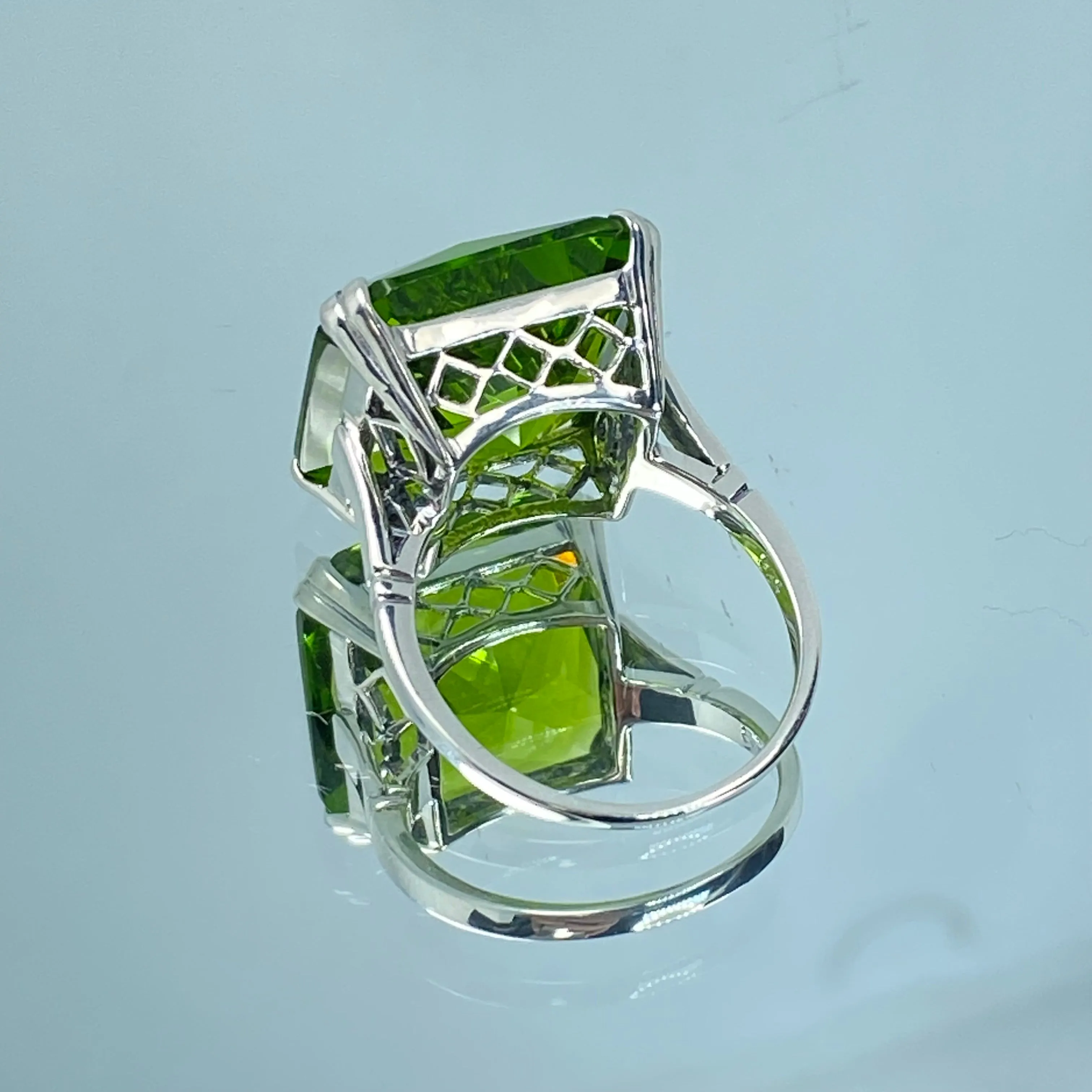 Peridot Ring, Size 7, 20ct Big Huge Square Gem, Vintage Jewelry #D1 - Ready to Ship
