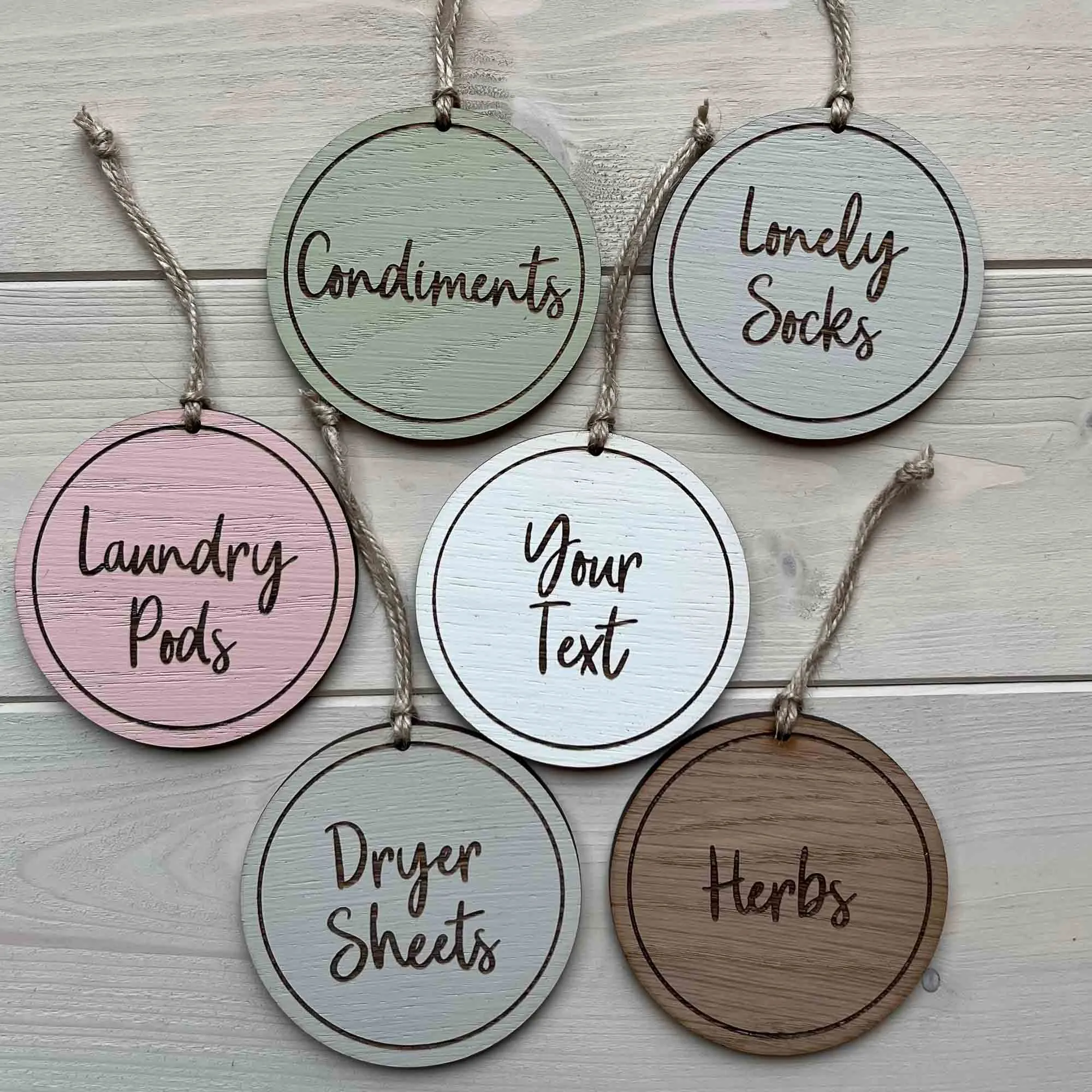 Personalised Round Wooden Labels/Tags