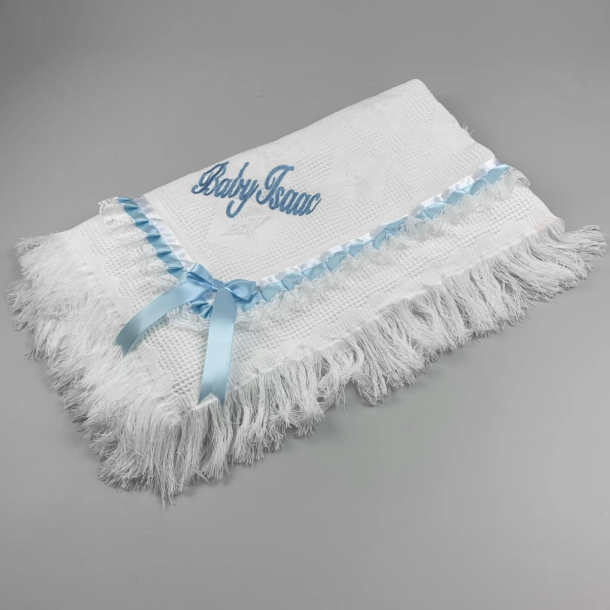 Personalised Shawl - Baby Boy's Prince White Luxury Shawl - Ideal for Christening