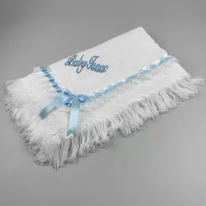 Personalised Shawl - Baby Boy's Prince White Luxury Shawl - Ideal for Christening