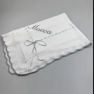 Personalised Shawl / Blanket - White & Grey - Unisex