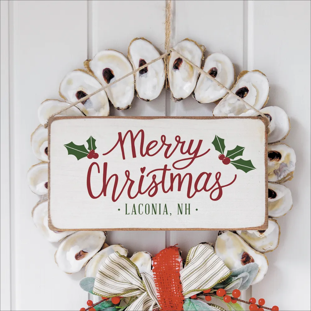 Personalized Merry Christmas Holly Leaves Twine Hanging Sign