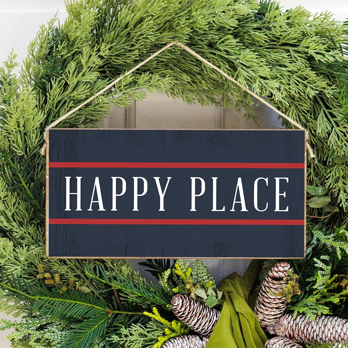 Personalized Navy/Red Twine Hanging Sign