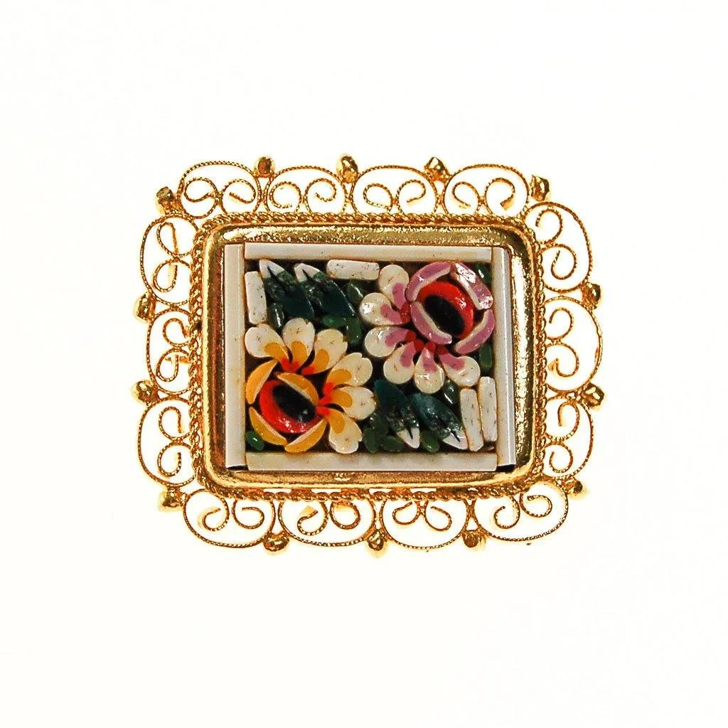 Petite Micro Mosaic Floral Brooch