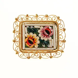 Petite Micro Mosaic Floral Brooch
