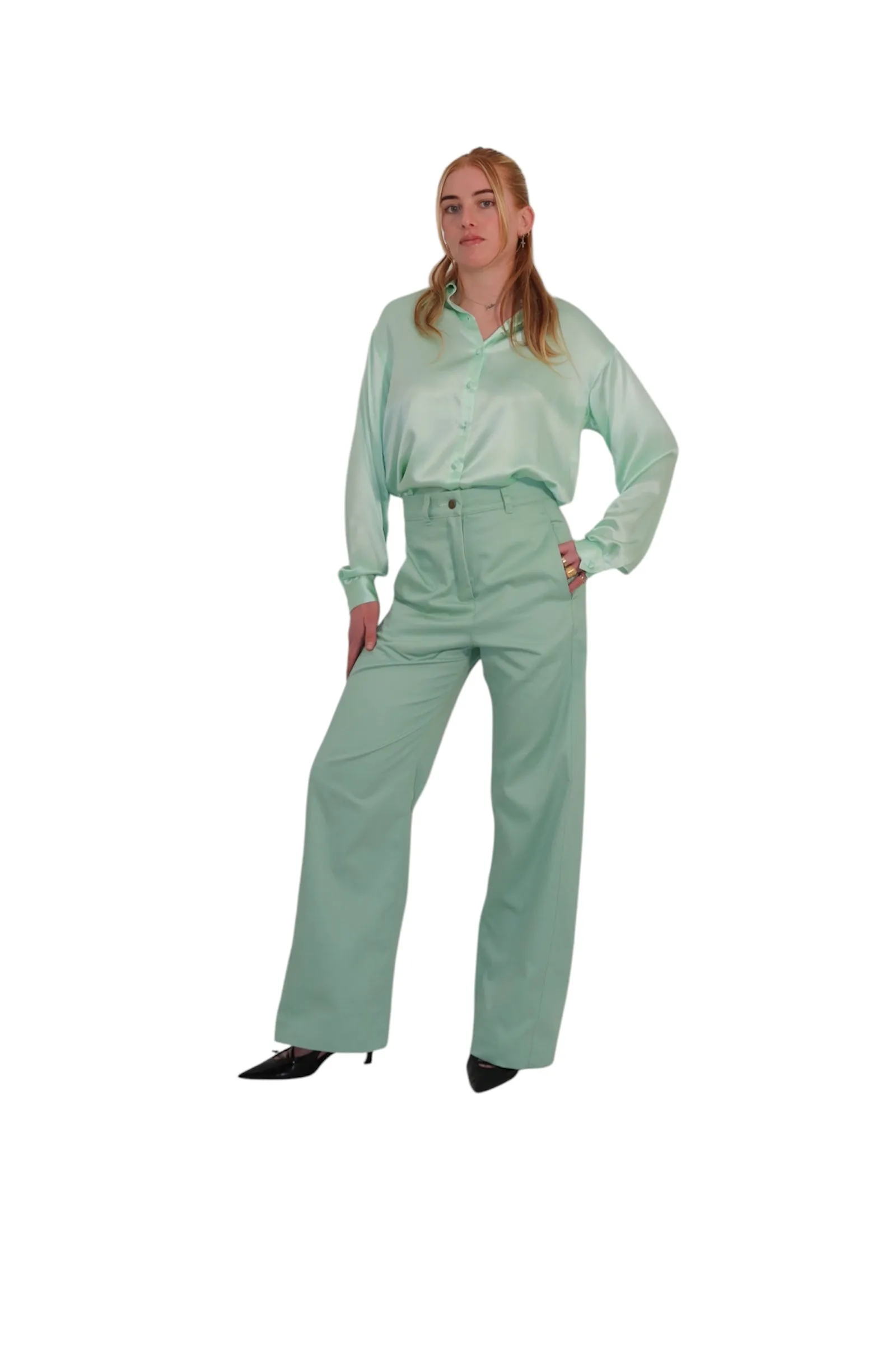 PHOEBE SILK SHIRT - MINT