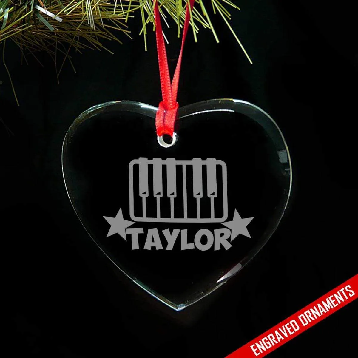Piano CUSTOM Engraved Glass Ornament
