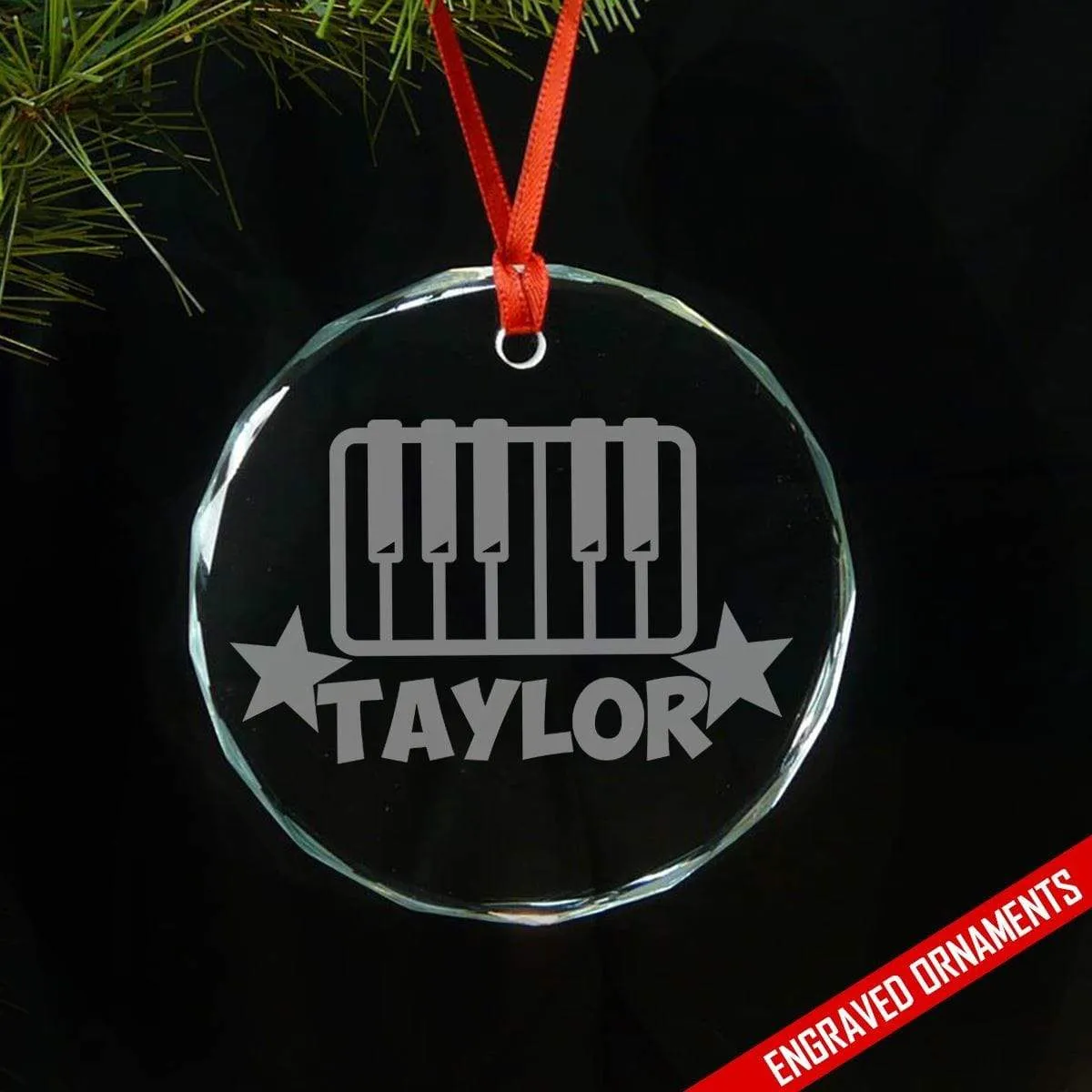 Piano CUSTOM Engraved Glass Ornament