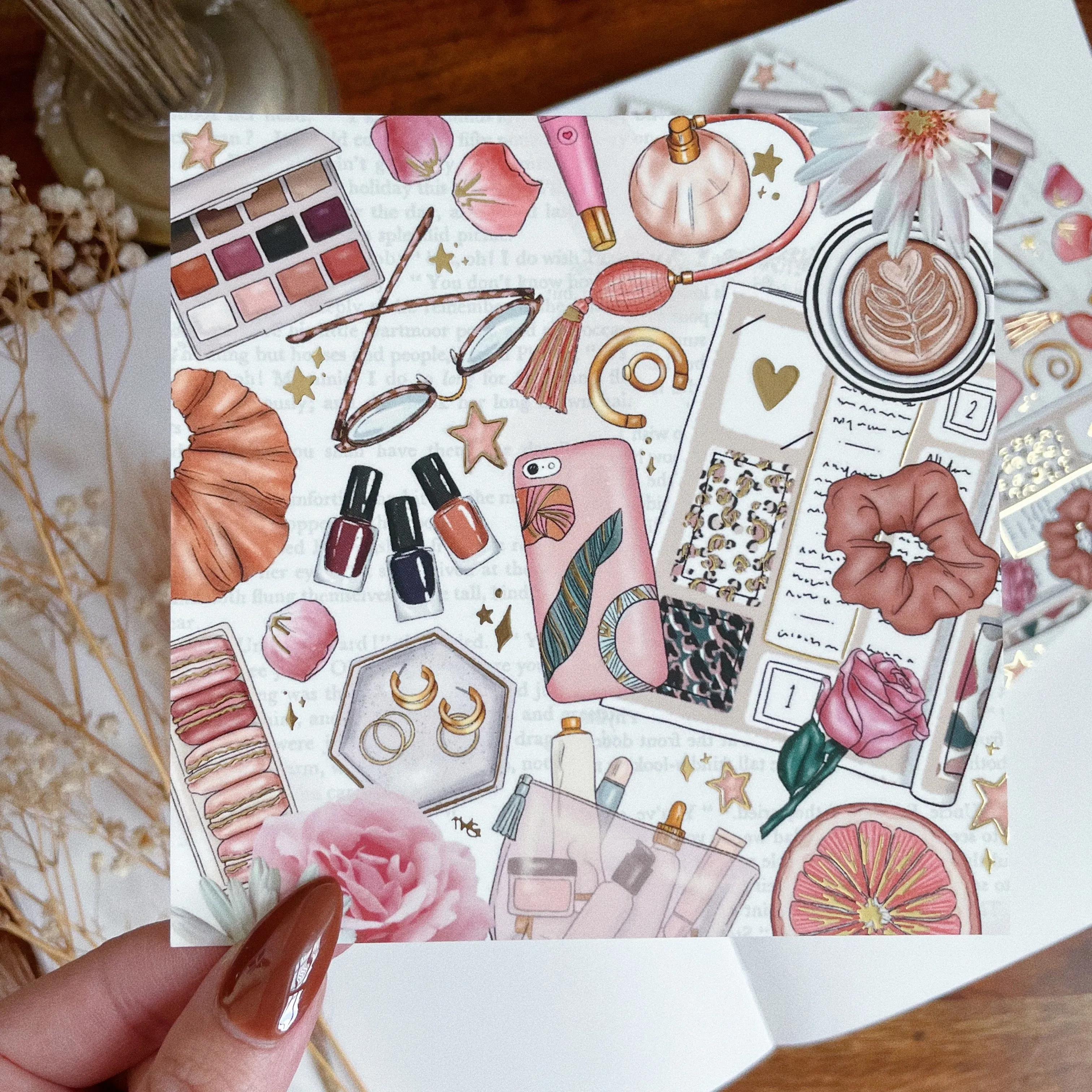 Pink Flatlay Micro Print