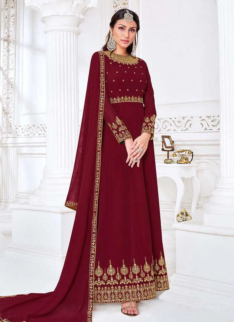Pink Heavy Embroidered Kalidar Anarkali Suit