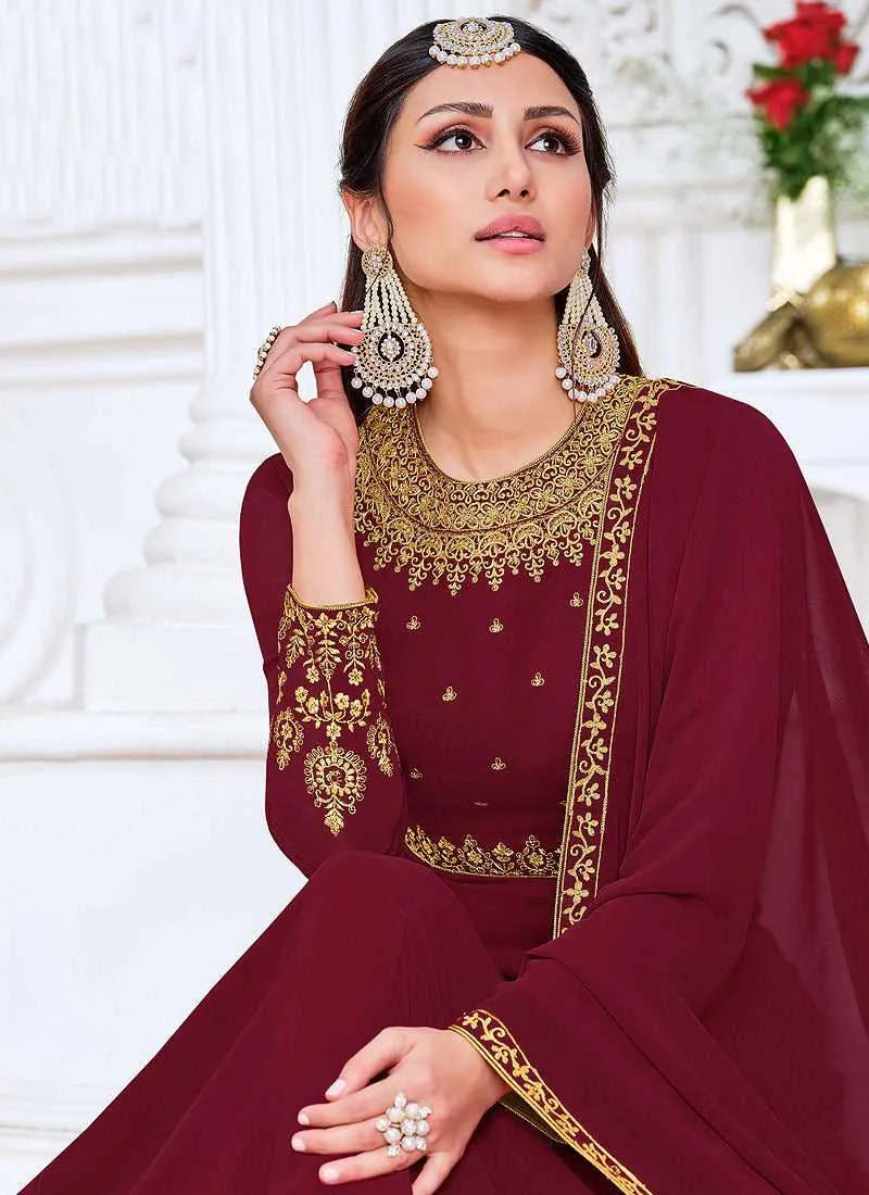 Pink Heavy Embroidered Kalidar Anarkali Suit