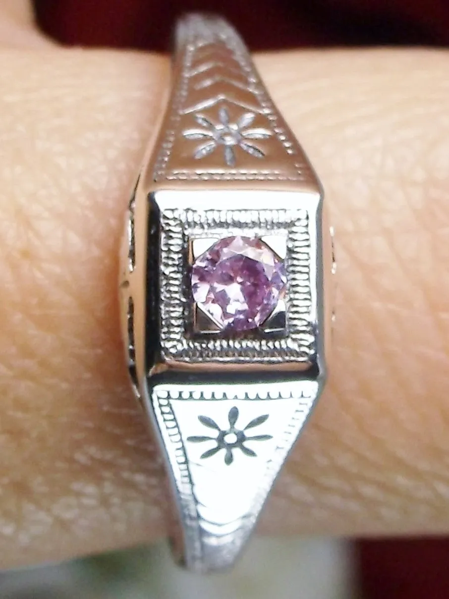 Pink Topaz Ring, Art Deco Jewelry #D155
