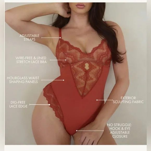 Pinsy Sculpting Lace Shapewear Bodysuit Sz 2X