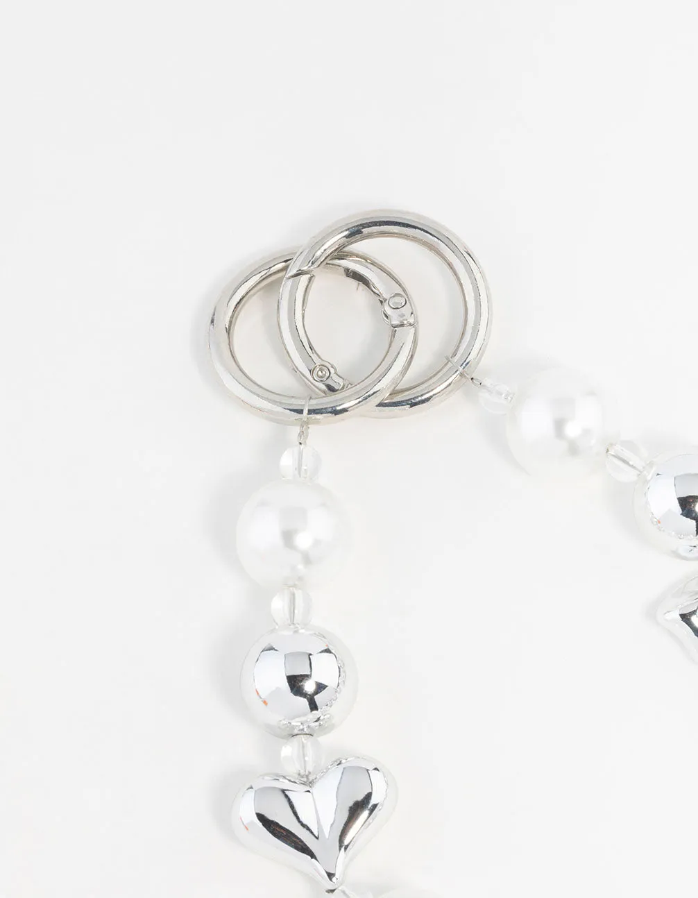 Plastic Bow & Pearl Heart Keychain