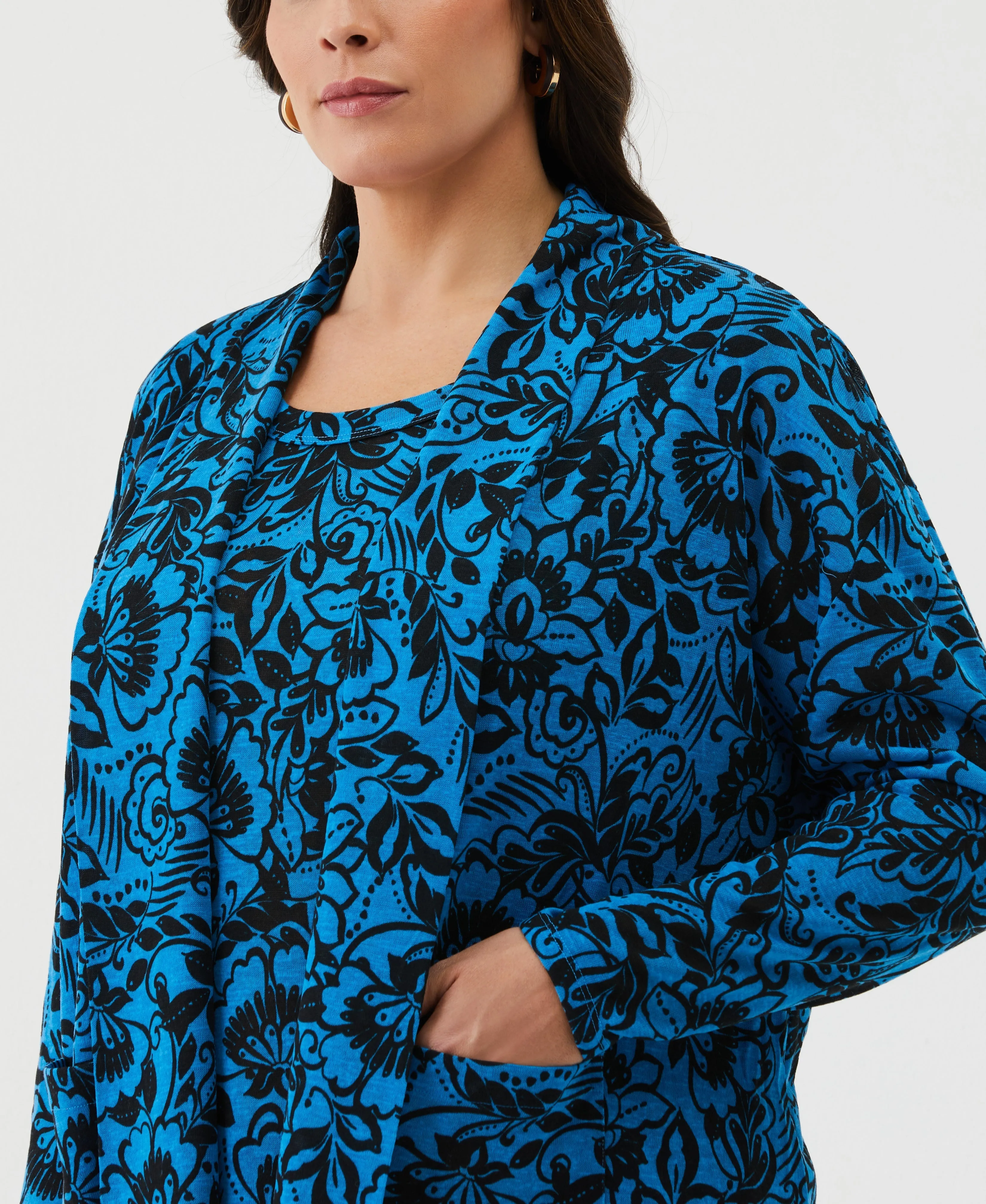 Plus Size Eco Floral Print Cardigan Set