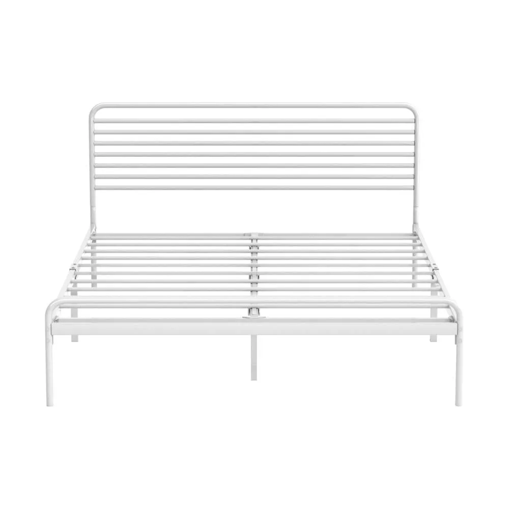 PORTO Metal Bed Frame Railing-Style - WHITE