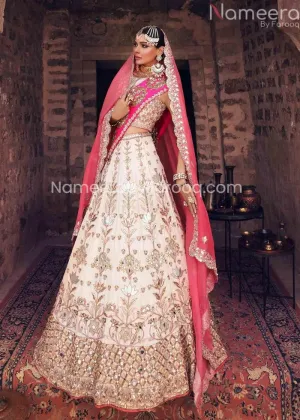 Premium Embroidered Pink and White Lehenga Choli #BN864