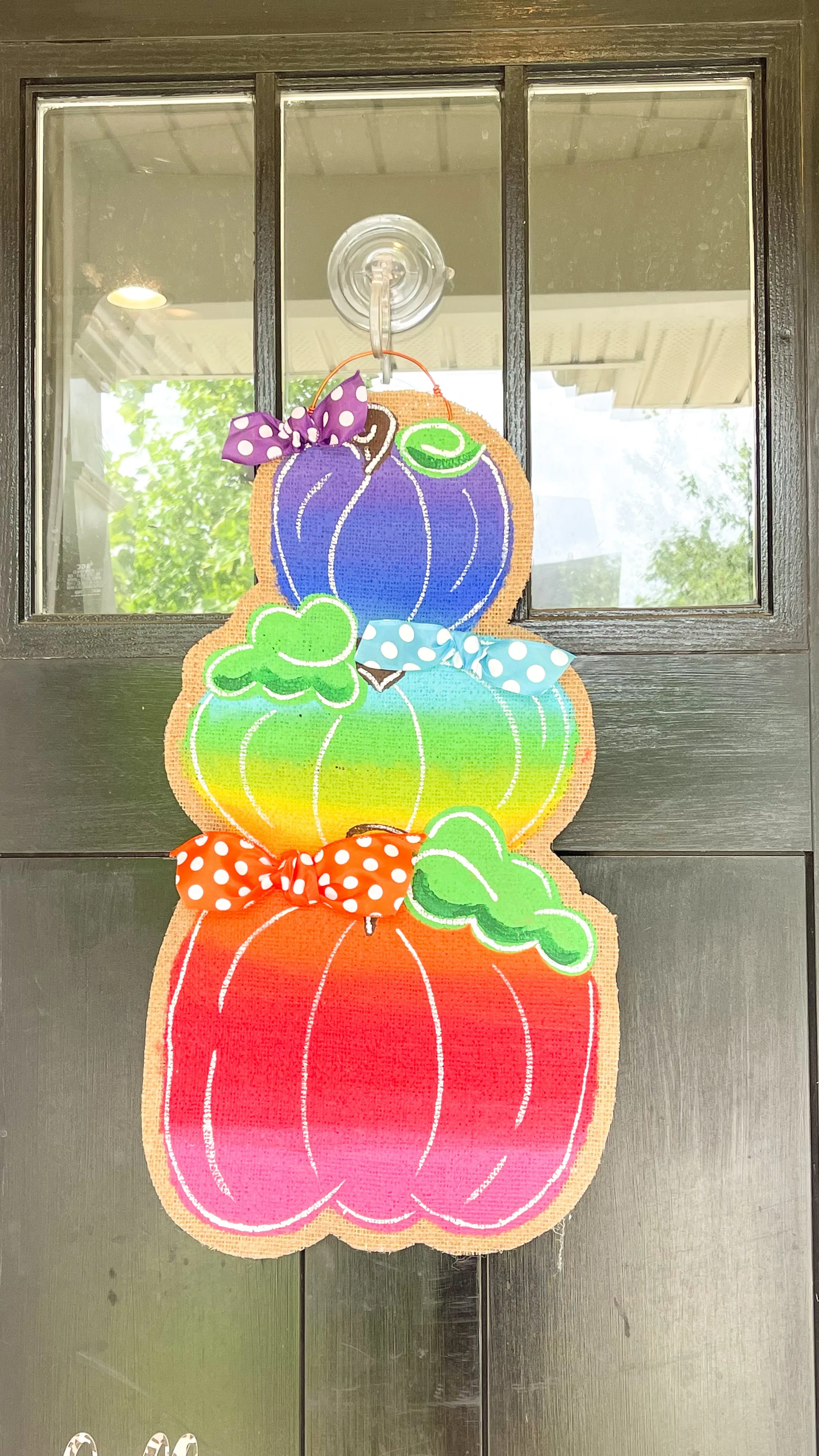 Pumpkin Stack Door Hanger in Rainbow