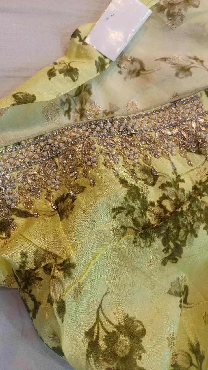 Pure Georgette Banarasi khaddi Floral Print Saree