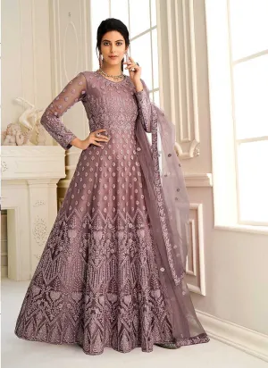 Purple Heavy Embroidered Kalidar Gown Style Anarkali