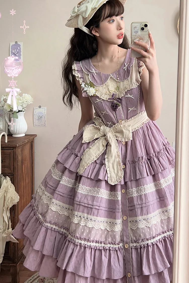 Purple Wind Bell Multi-Layered Cardigan Lace Sweet Elegant Lolita Dress