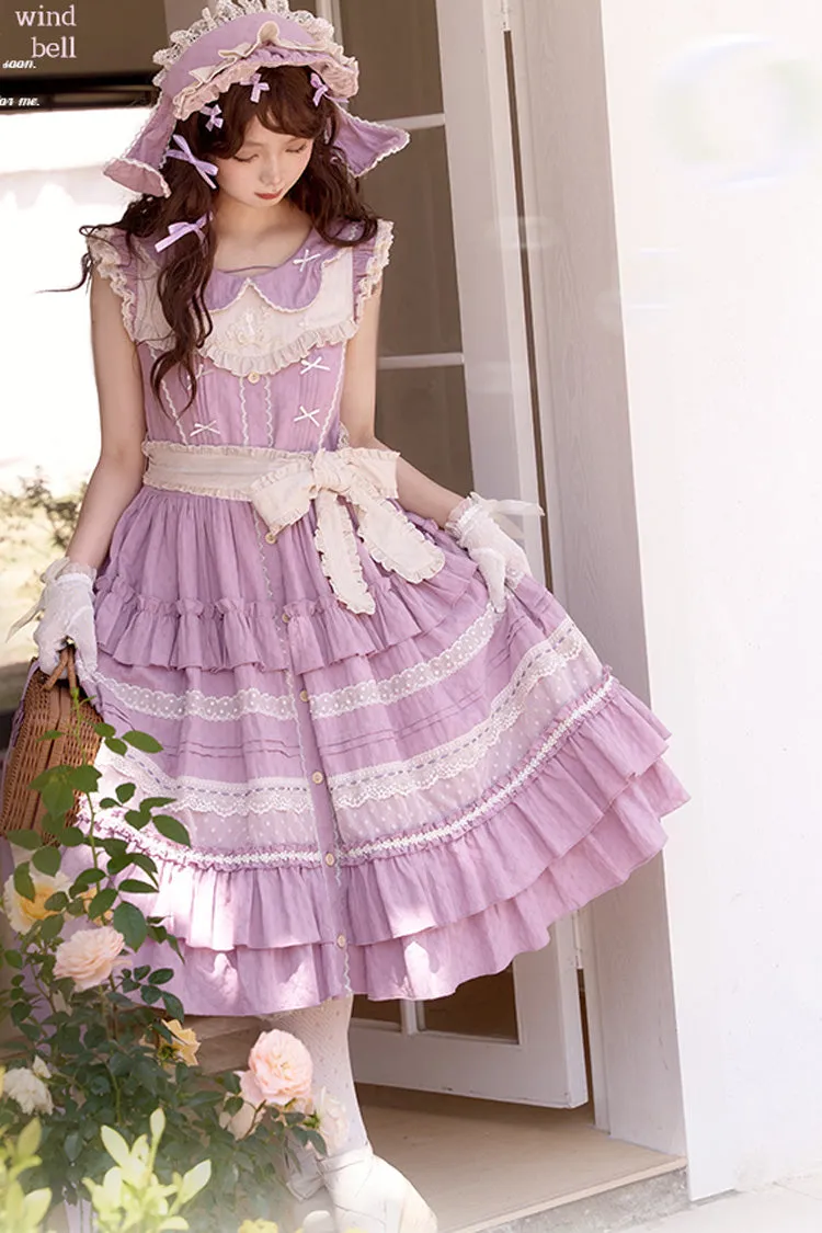 Purple Wind Bell Multi-Layered Cardigan Lace Sweet Elegant Lolita Dress