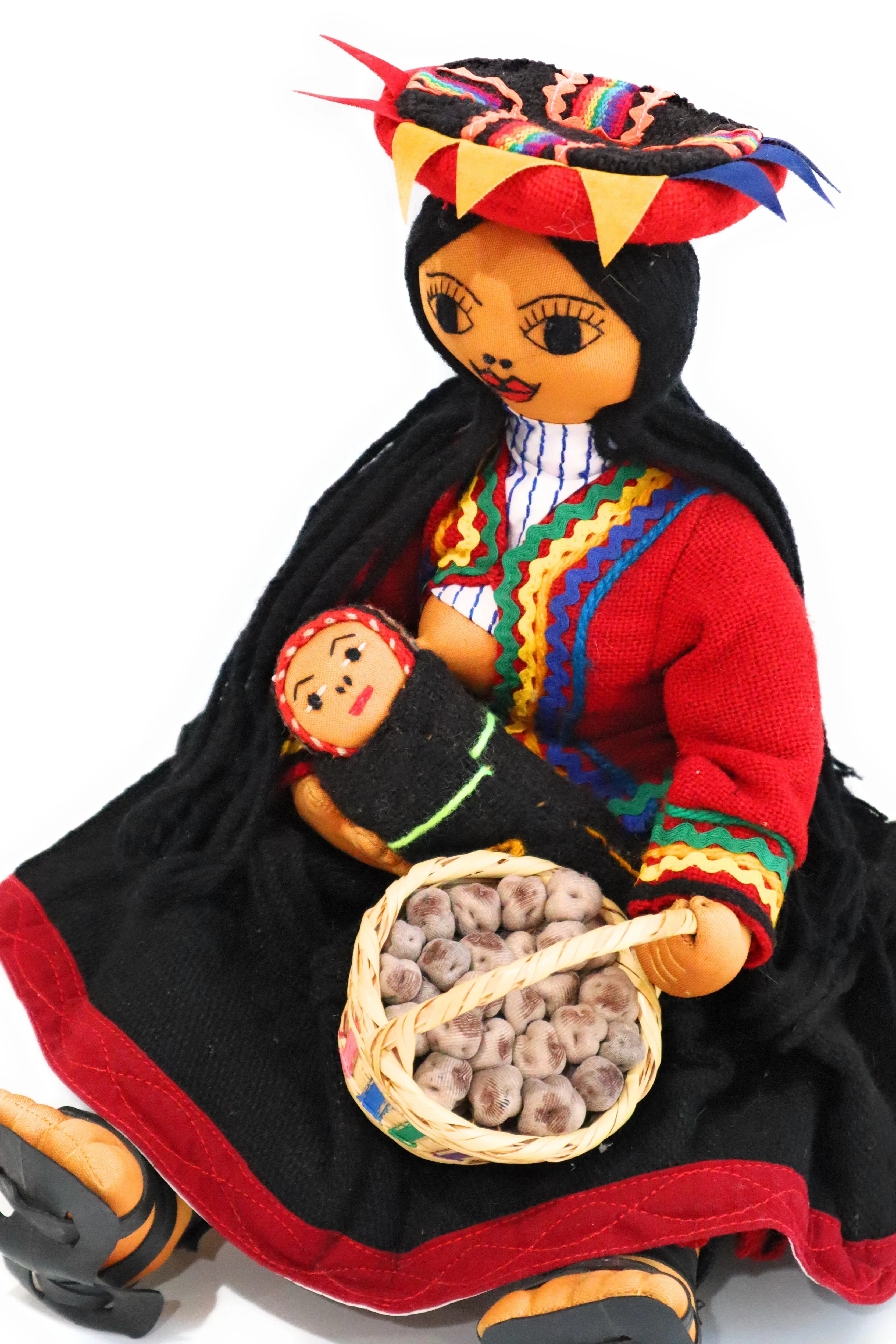 Rag Doll Cholita Countrywoman of The Andes. Decorative Doll. 14" Tall