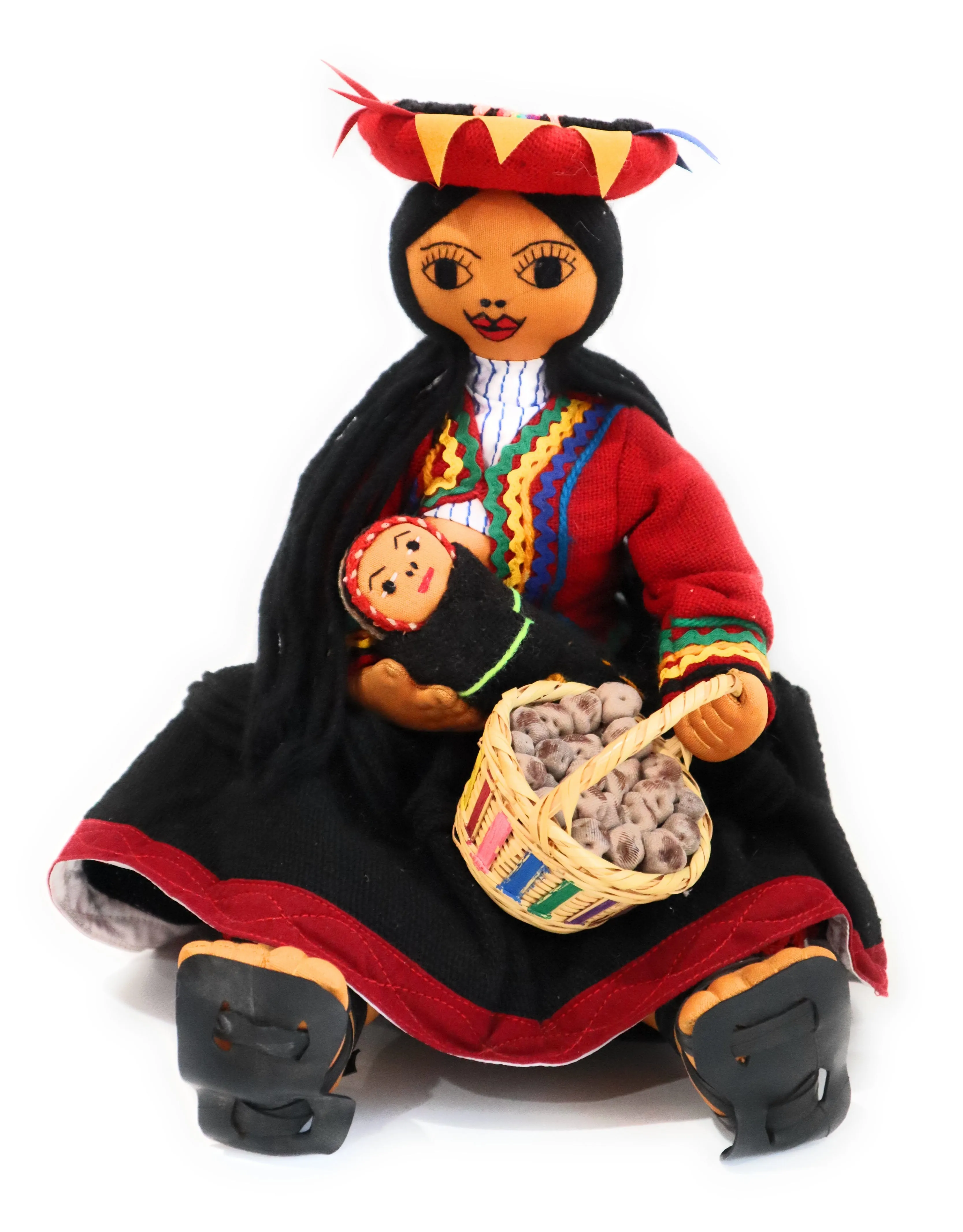 Rag Doll Cholita Countrywoman of The Andes. Decorative Doll. 14" Tall